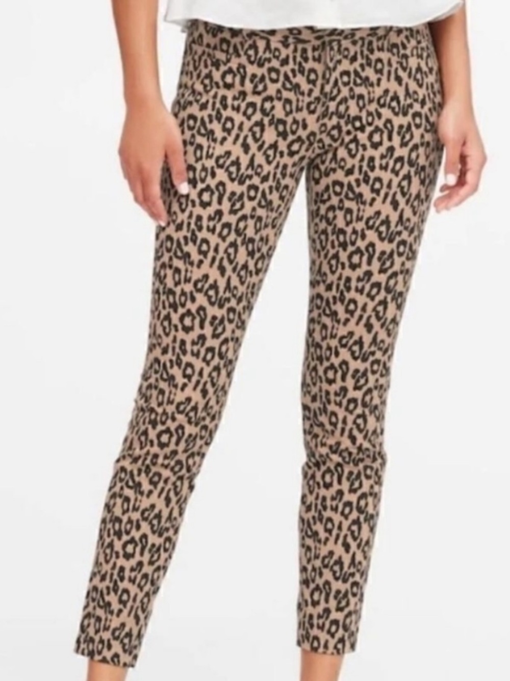 Banana republic Sloan black tan cheetah leopard print pant trouser size 4